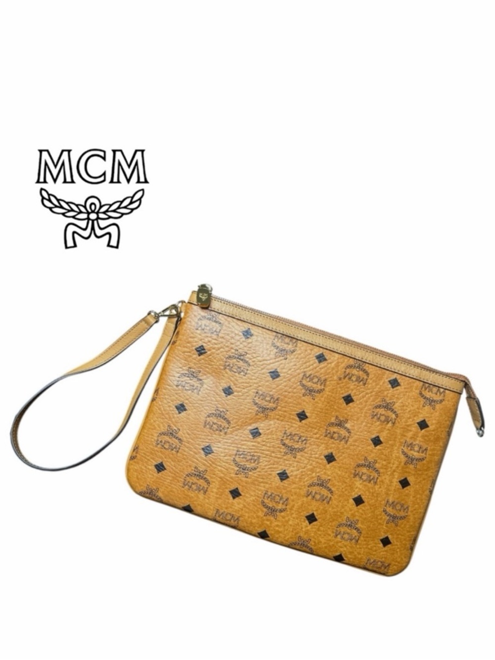 MCM Liz Medium‎ Wristlet in Visetos Cognac